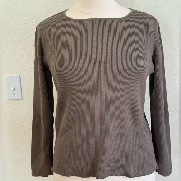 Chico's Tops - Chico's Taupe Long Sleeve Ribbed Top size 16 (Chico’s size 3)